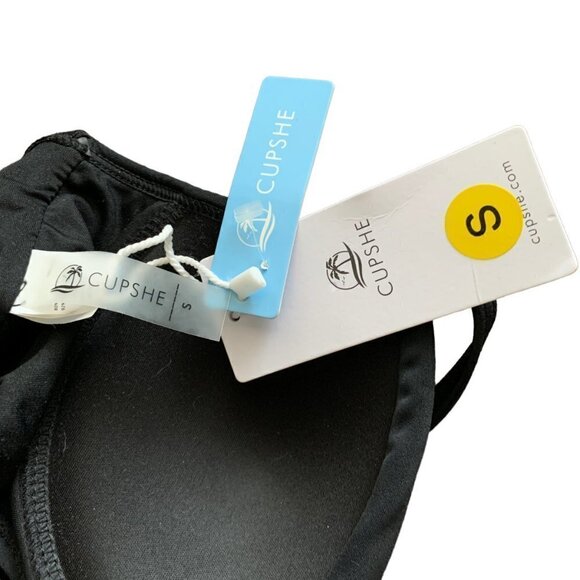 NWT Black Floral Print Halter One Piece Swimsuit Sz S #102D - Picture 10 of 12